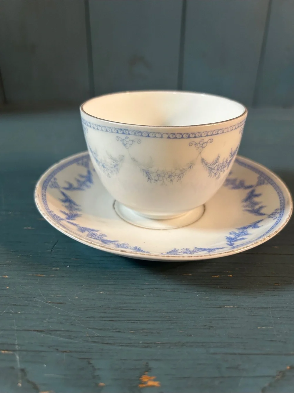 Classic Blue and White Porcelain Tea Cup and Saucer - Teatime